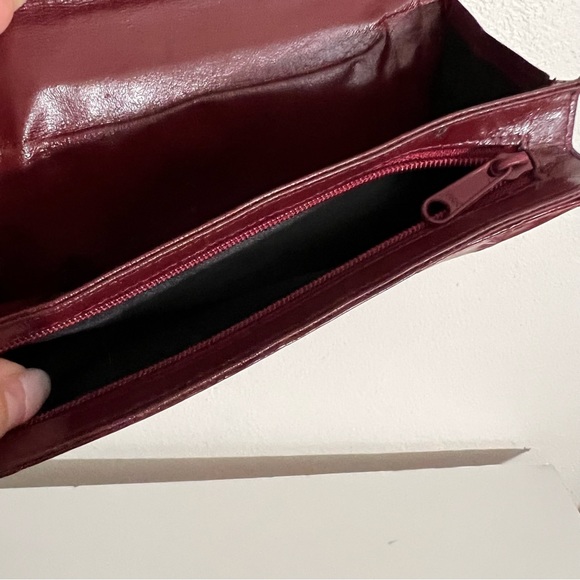 Vintage 80s Red Eel Skin Flap Zip Snap Wallet - Picture 6 of 6